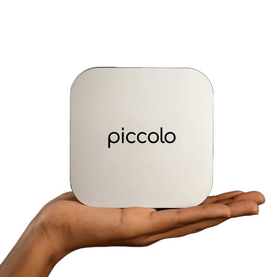 Piccolo personal cloud device resting on a hand